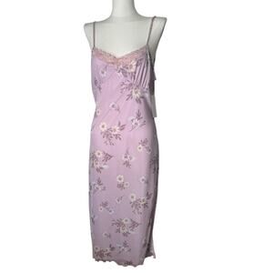 Honey & Sparkle Womens Lilac Size XL Slip Mesh Dress Floral Spagetti Straps NEW